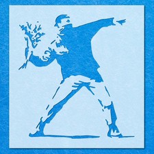 Banksy Flower Thrower Stencil: Mylar Airbrush Wall Art Painting Crafts , DIY