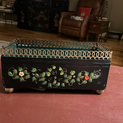 Vintage hand painted toleware - hand,