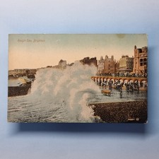 Brighton Postcard 1910 Sussex Edwardian Crowds Gather To Watch Huge Waves