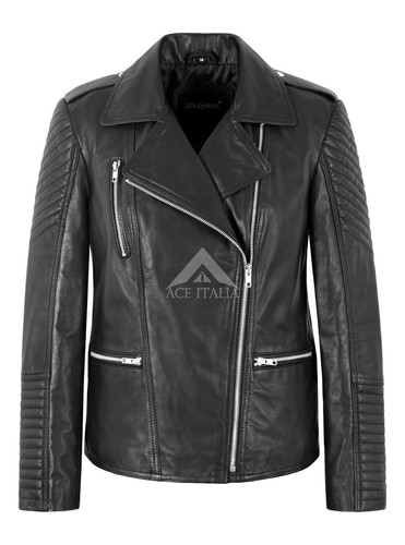Ladies quilted biker - ladies, leather