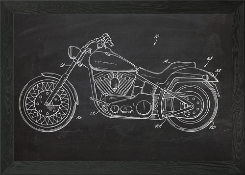 Motorcycle drawing framed wall - motorcycle,