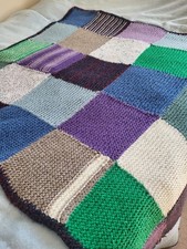 Handmade Large Patchwork Knit Crochet Blanket Quilt Throw