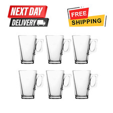 Latte Glasse x6 Mugs Printed 240ml Hot Tea Cappuccino Tassimo Costa Coffee Cups