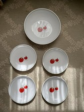 John Lewis Set Of 5 Pasta / Serving Bowls Tomato Design Ceramic