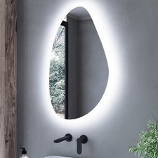 Pebble Backlit Heated Bathroom Mirror with Lights 500 x 800mm - Apollo APOLLO800