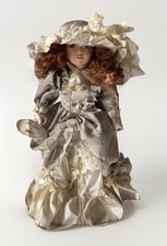 Vintage 40cm Porcelain Doll “Bonnie” – Victorian Style, Red Hair, Lace Dress