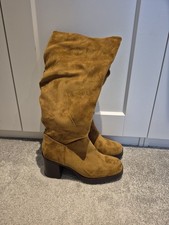 Womens Beige Knee High Heeled Boots Size 6 From Sainsbury's TU