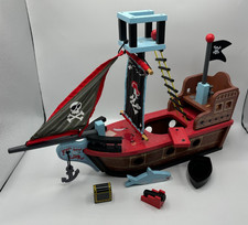 Little Town Wooden Pirate Ship Play Set Boat incomplete