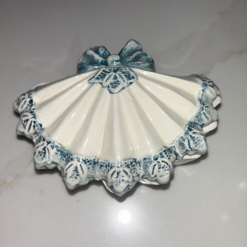 Vintage ceramic fan trinket - ceramic,