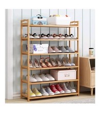 6 Tier Bamboo Shoe Rack, Entryway & Small Spaces 80x96.5x23cm (31.4x38x9in)