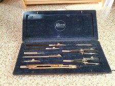 Vintage Kern Aarau Swiss High Precision 9 Piece Drawing Set