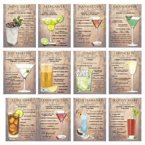 Cocktails retro metal - cocktails,