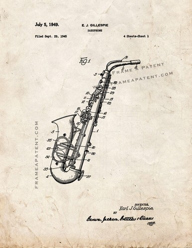 Saxophone patent print old - print,