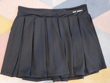 Urban Threads URB Sport Black Pleated Tennis Skirt Skorts Inbuilt Shorts Size L