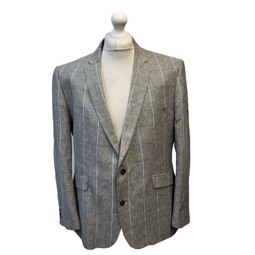 Linen blend suit jacket grey - linen,