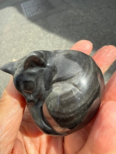 Golden sheen obsidian carved - golden,