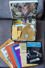 Job Lot Of Lace Making Paraphernalia Patterns Books Etc Fibre Art Crafting Items