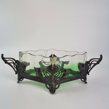 Antique Art Nouveau Electro Plated WMF Bowl / Vase / Planter Broken Glass Liner