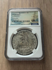 1738 Mexico Silver 8 Reales Hollandia NGC Shipwreck XF Details Damaged SW4