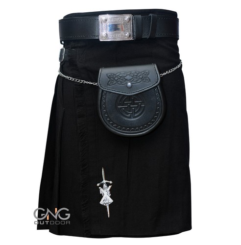 Men black tartan - yard, kilt
