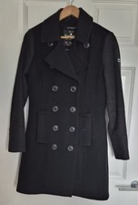 Superdry Ladies The Bridge Coat. Black. Double-breasted Wool Blend.