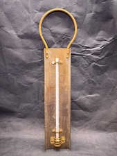 ANTIQUE BRASS AND GLASS CANDY DEEP FRY THERMOMETER INDUSTRIAL KITCHEN TOOL