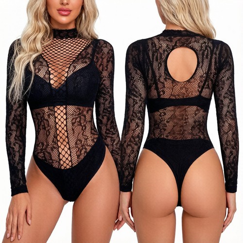 Women lace fishnet long - women's, &