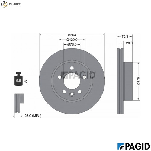 Brake disc 55884nc for - 55884nc, vw