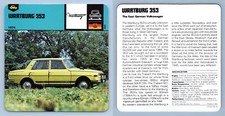 Wartburg 353 - 1974 - GT & Production Edito Service #36-09 Auto Rally Card