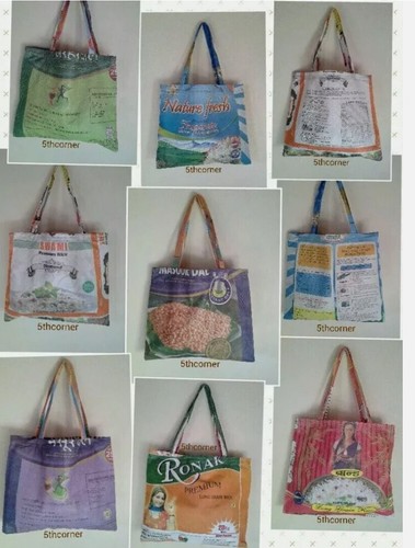 Recycled rice sack messenger - recycled,