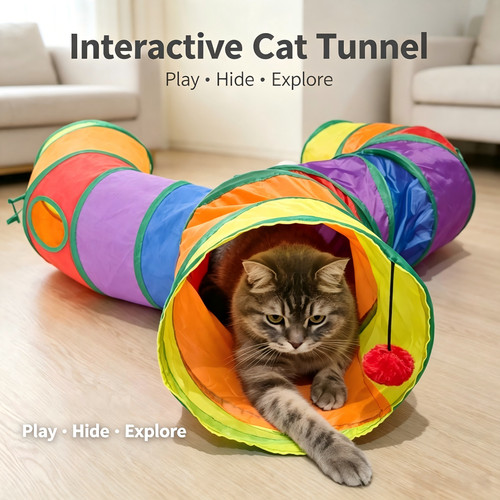 Cat tunnel toy foldable - foldable, pet