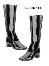K by Clarks Knapp Cider4 Black Patent Long Boots Size UK 6 EU 39 - Brand New