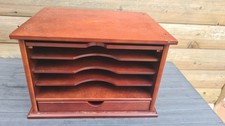 VINTAGE  MAHOGANY COLOUR  WOODEN  DESK TOP OFFICE DRAWERS FILING PAPER