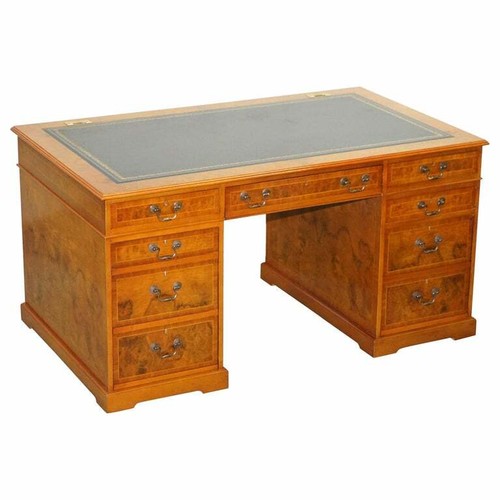 Burr walnut partner desk - partner,