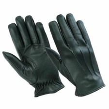 Men's Leather Police Top Quality Soft Genuine Real Driving Gloves Unlined Black