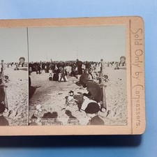 Ontario Beach NY Stereoscope 3D C1880 Real Photo Antique Fashion Crowd Sands USA