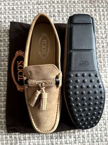 Tod beige suede penny - beige,