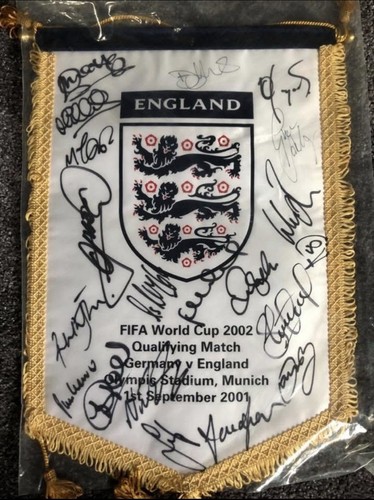 Signed england pennant from - signed,