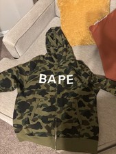 Bape zip up hoodie large (army