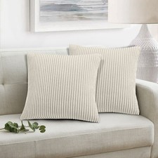 Pair Of Large Super Soft Jumbo Cord Cushions 18"(45x45cm)