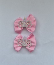 Romany Baby Hair Bows On Alligator Clips Bling Crown 