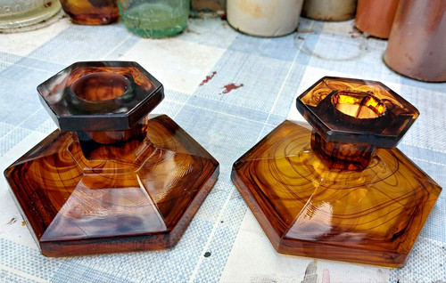 Pair art deco - of, glass