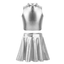 Girls Shiny Metallic Crop Tank