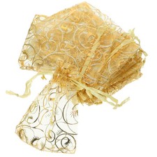  100pcs 7*9cm Eyelash Pattern Drawstring Organza Wedding Favor Gift Bags Candy