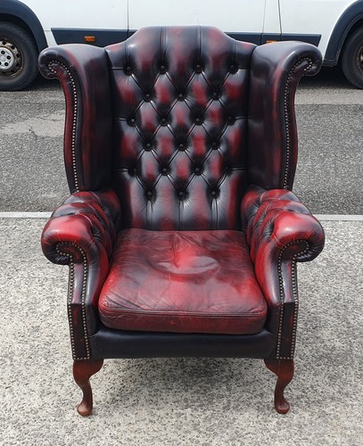 Oxblood leather chesterfield - oxblood,