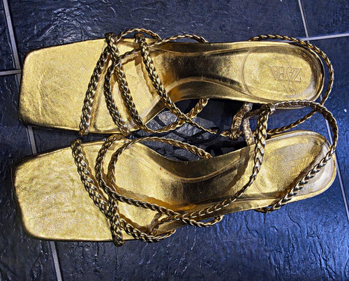 Zara gold strappy square - zara,