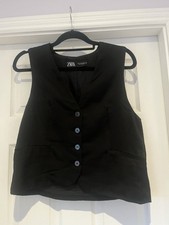 Zara Black Waistcoat Satin Size M