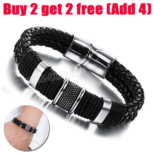 Men stainless steel - steel, leather
