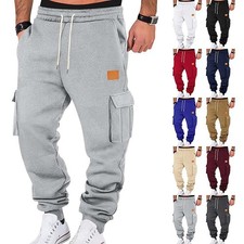 Mens Casual Workout Joggers Pants Tracksuit Bottoms Trouser Straight Sweatpants