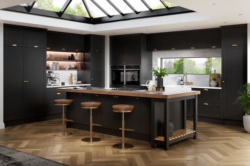 Black shaker kitchen units - kitchen, |